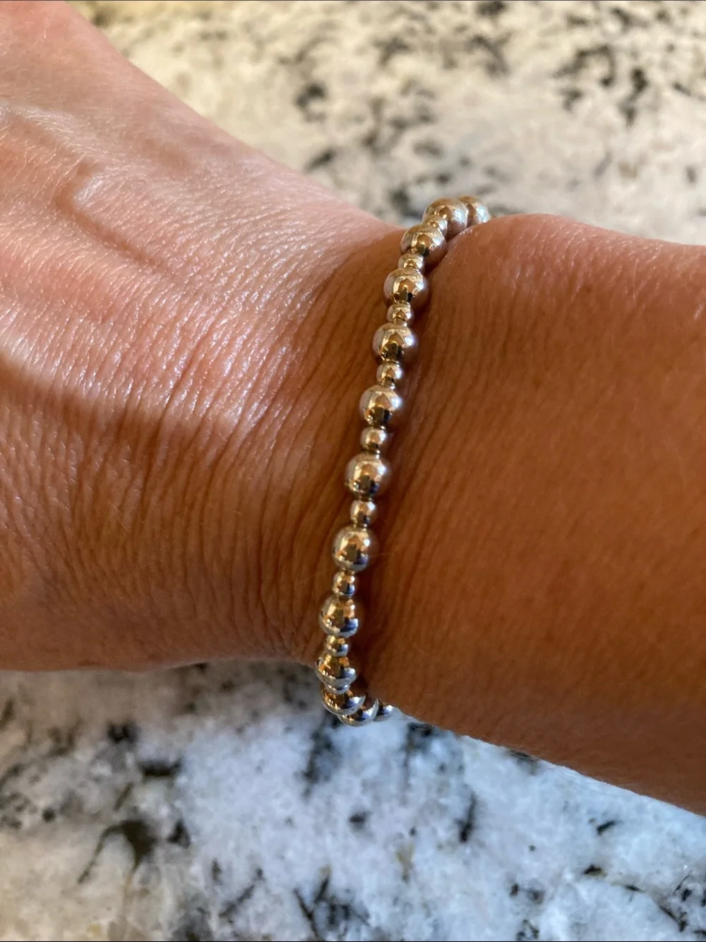 Milor Sterling Silver Beaded Stretch Bracelet - Silver